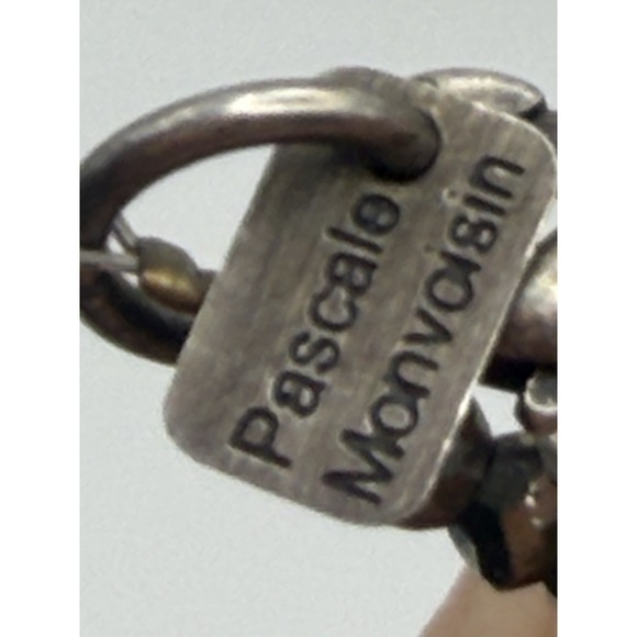 Pascale Monvoisin Sterling Silver Feather Pendant Pyrite Beaded Necklace Boho - Picture 7 of 7